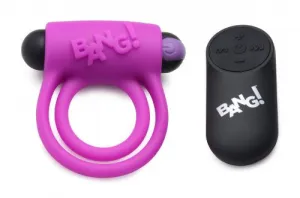Silicone  Ring and Bullet With Remote Control - Purple