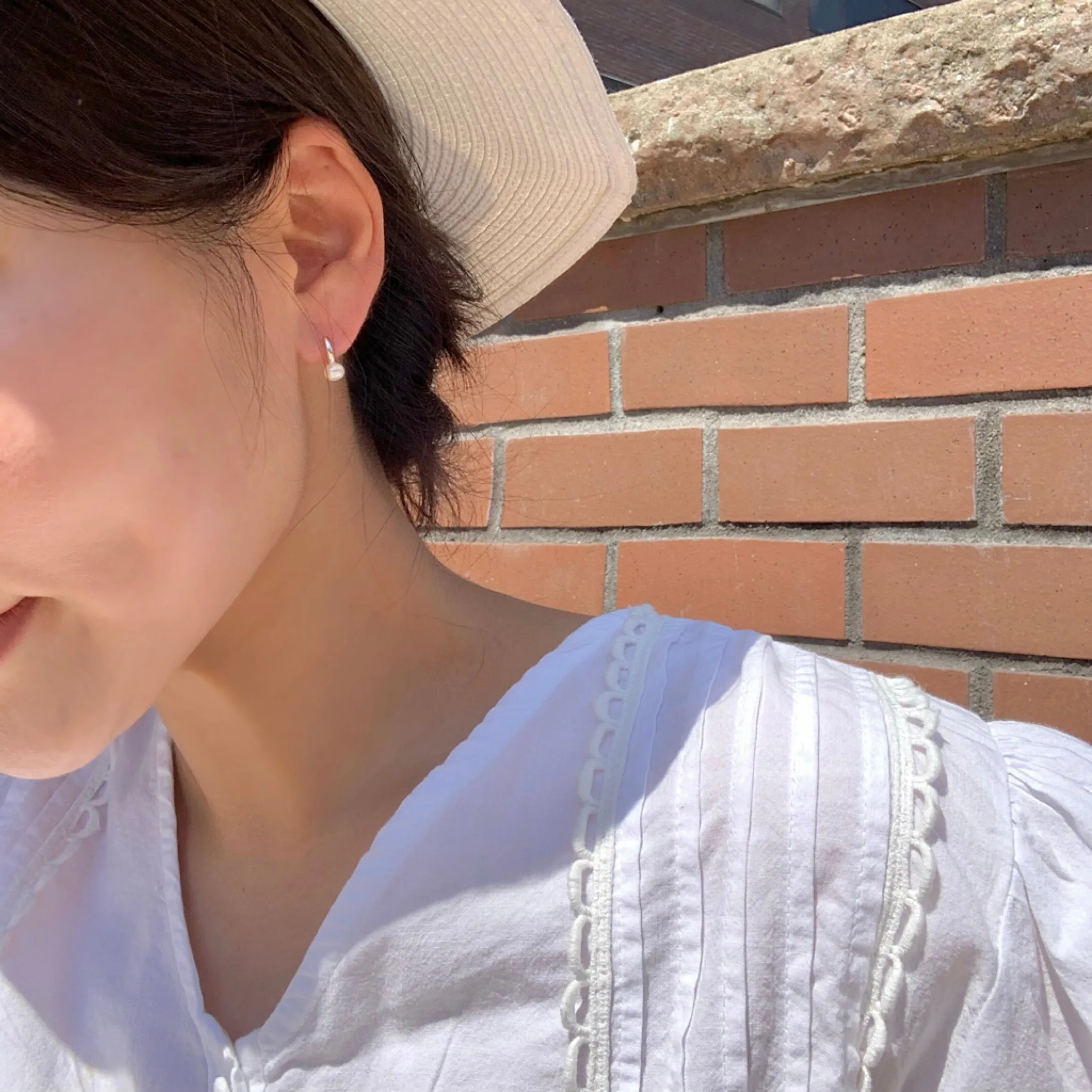 [Silver 925] Hook Mini Freshwater Cultured Pearl Drop Earrings