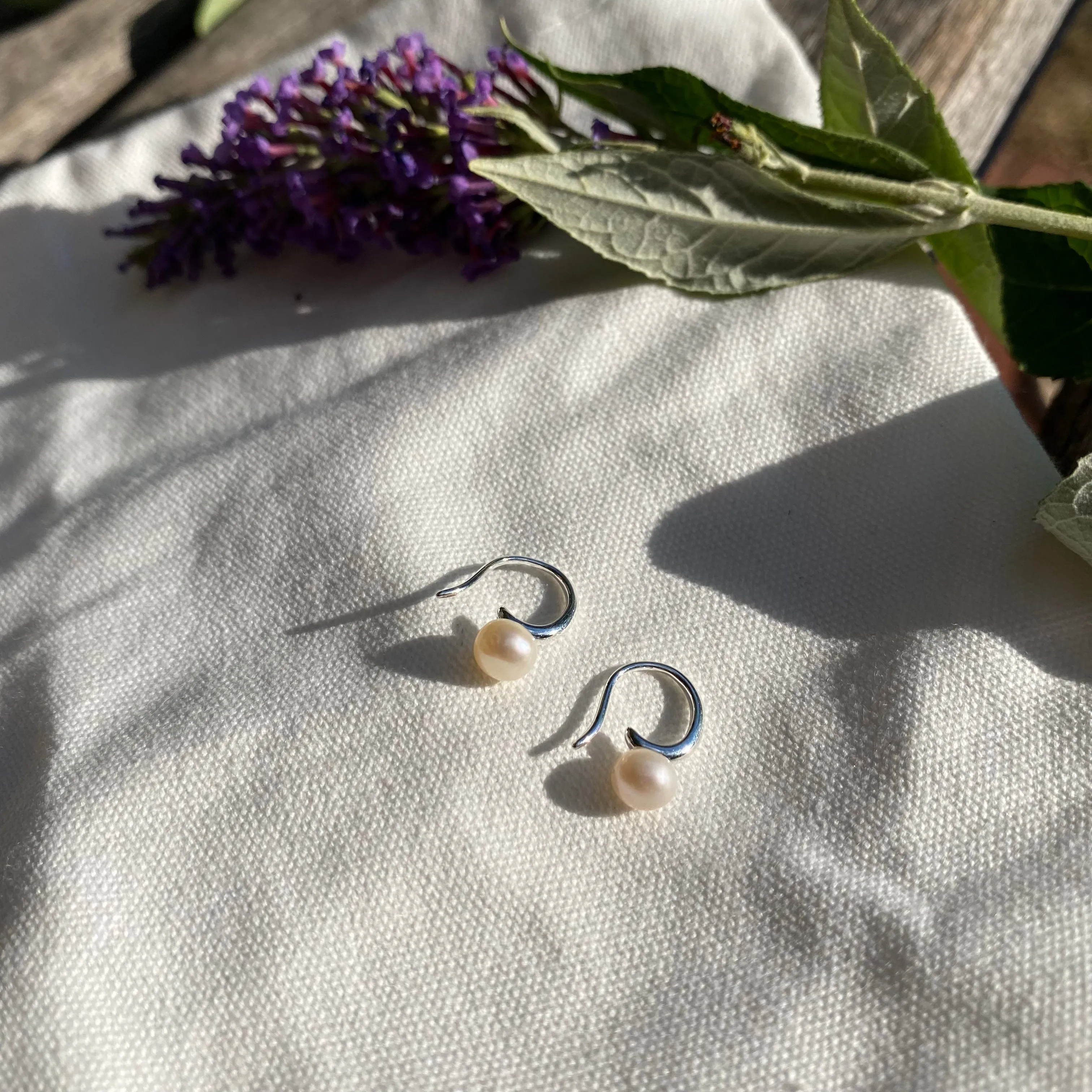 [Silver 925] Hook Mini Freshwater Cultured Pearl Drop Earrings