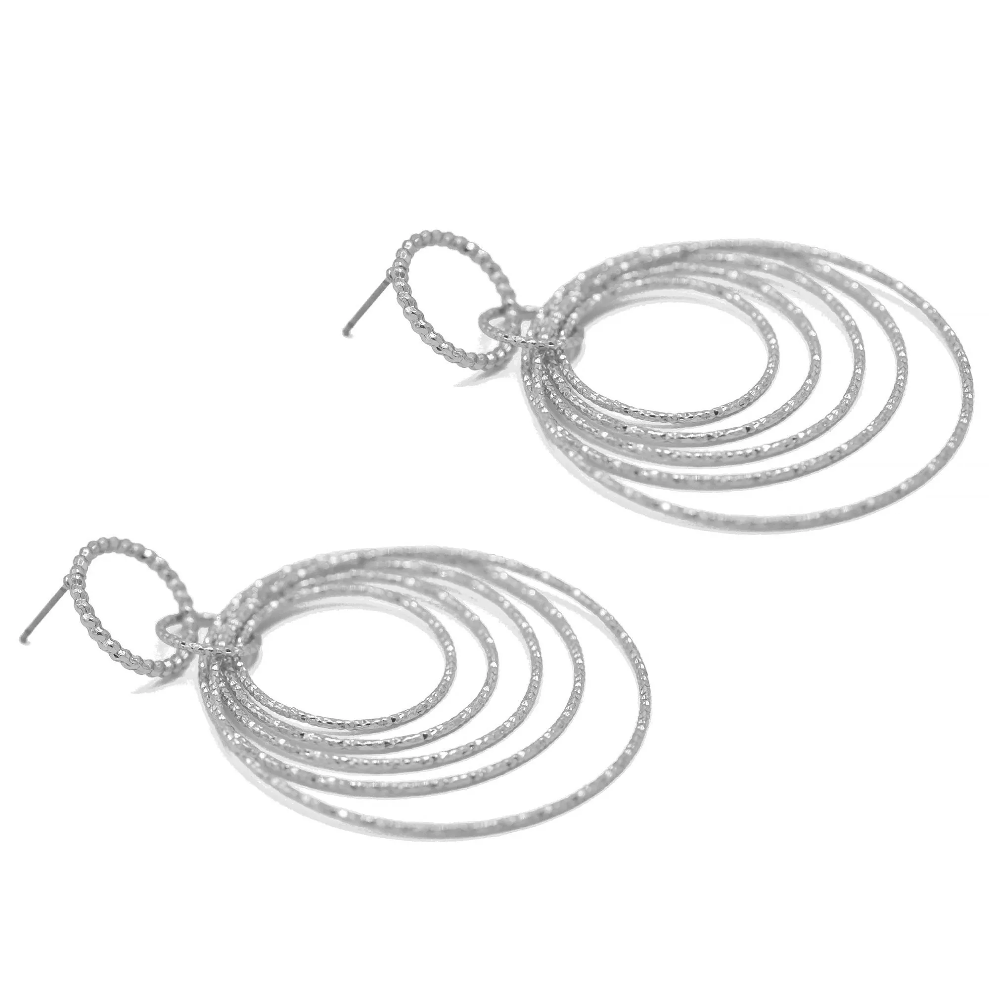 Silver circle drop earrings# SQ321-180172S