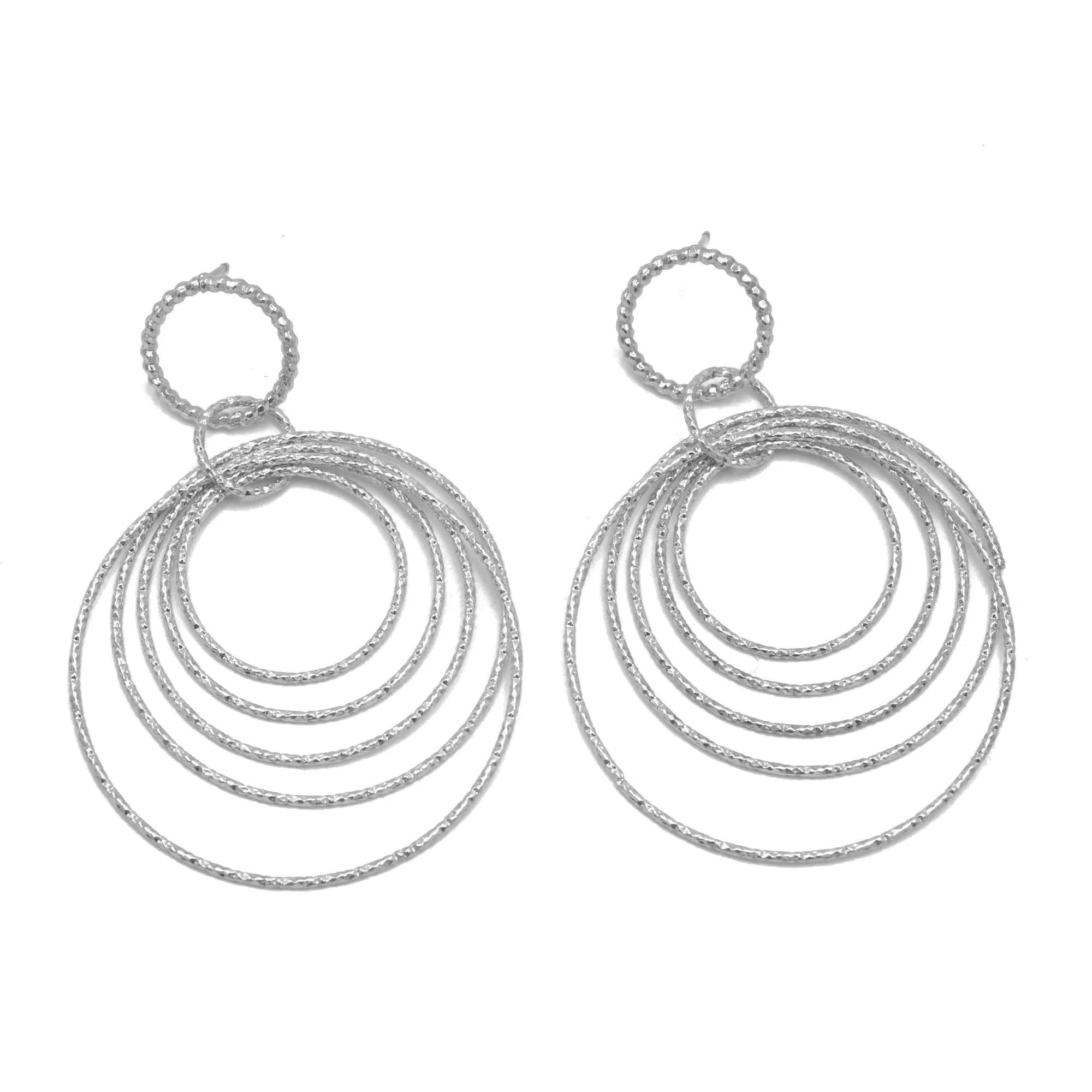 Silver circle drop earrings# SQ321-180172S