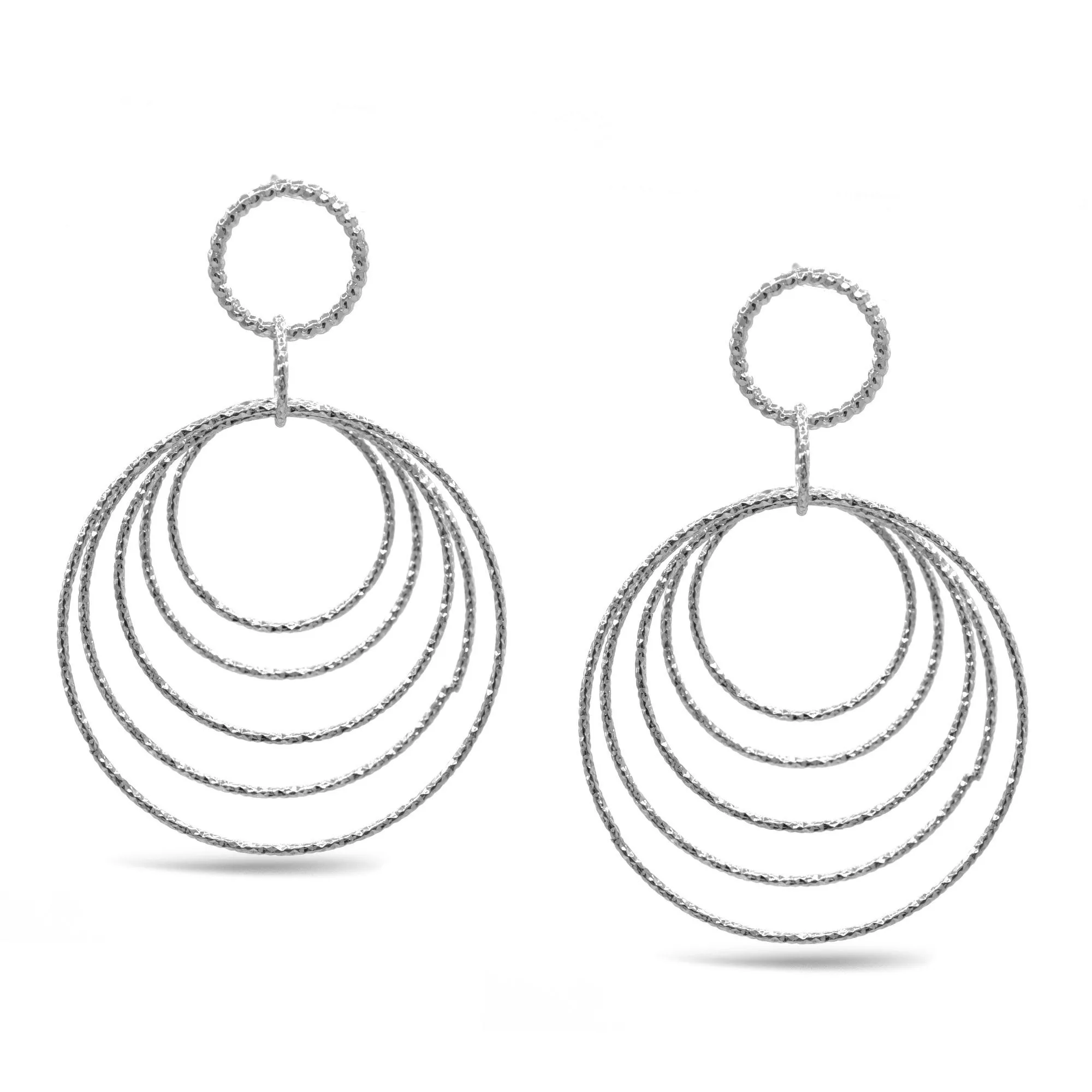 Silver circle drop earrings# SQ321-180172S