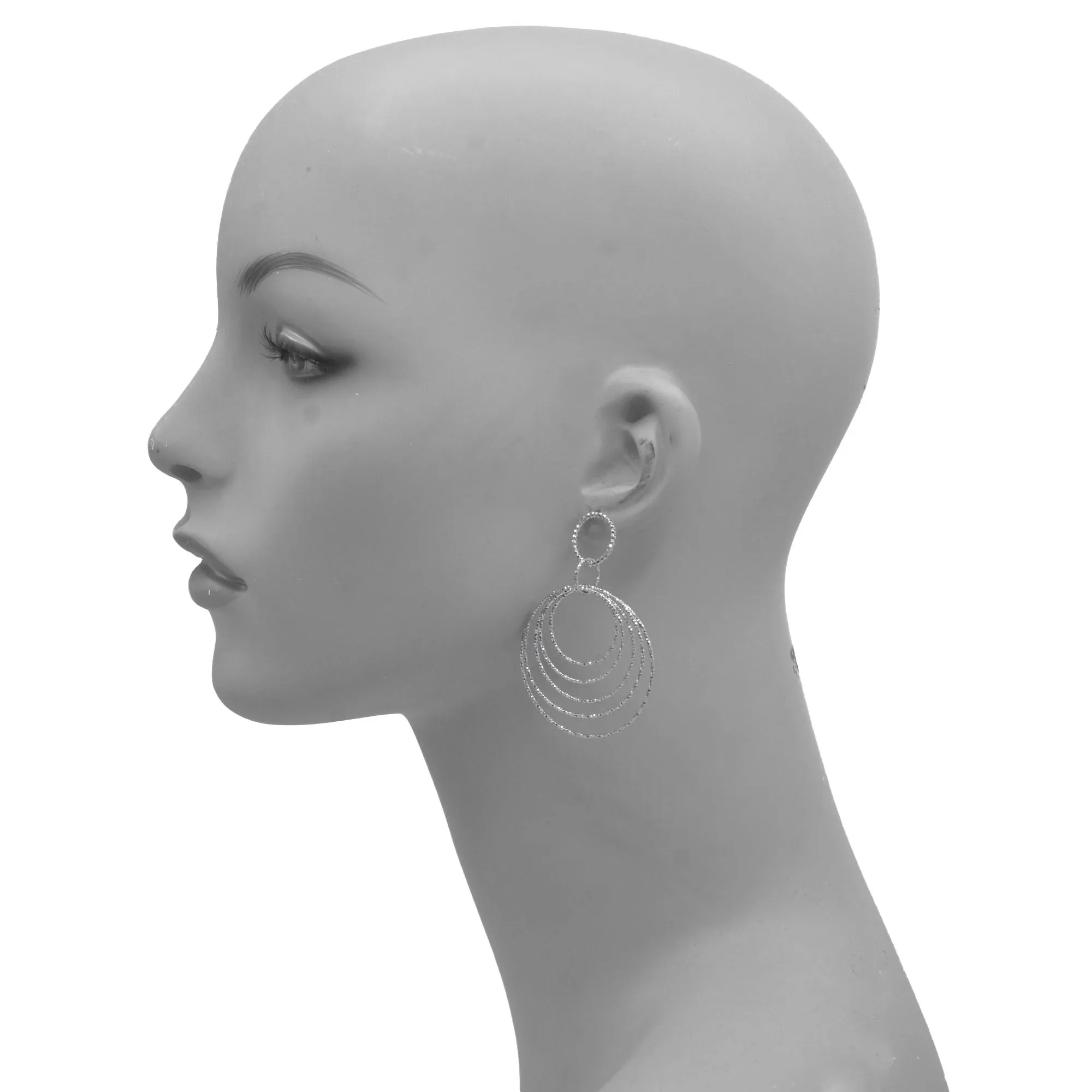 Silver circle drop earrings# SQ321-180172S