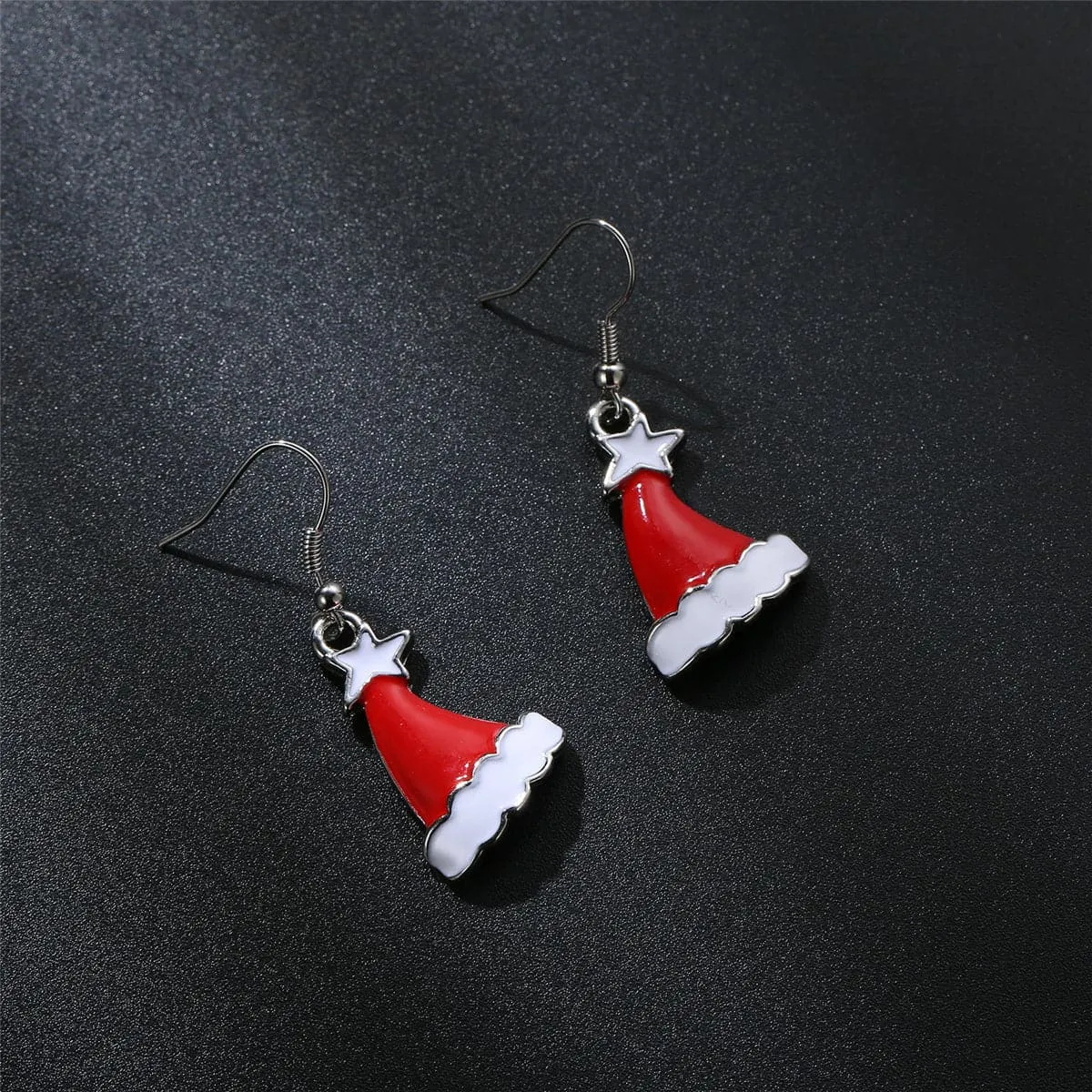 Silver-Plated Hat Drop Earrings