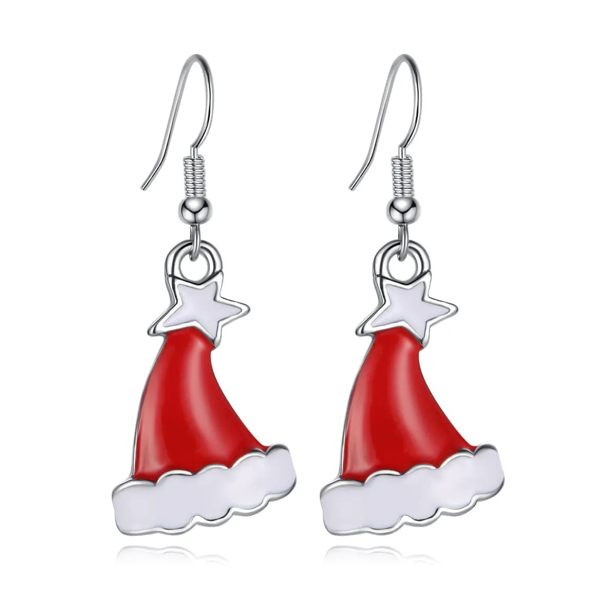 Silver-Plated Hat Drop Earrings
