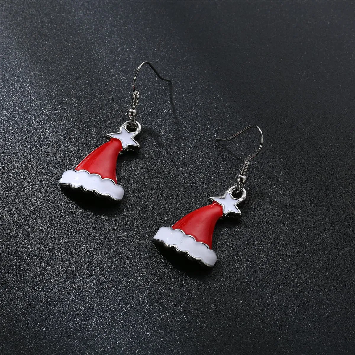 Silver-Plated Hat Drop Earrings