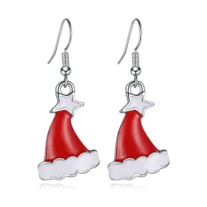 Silver-Plated Hat Drop Earrings