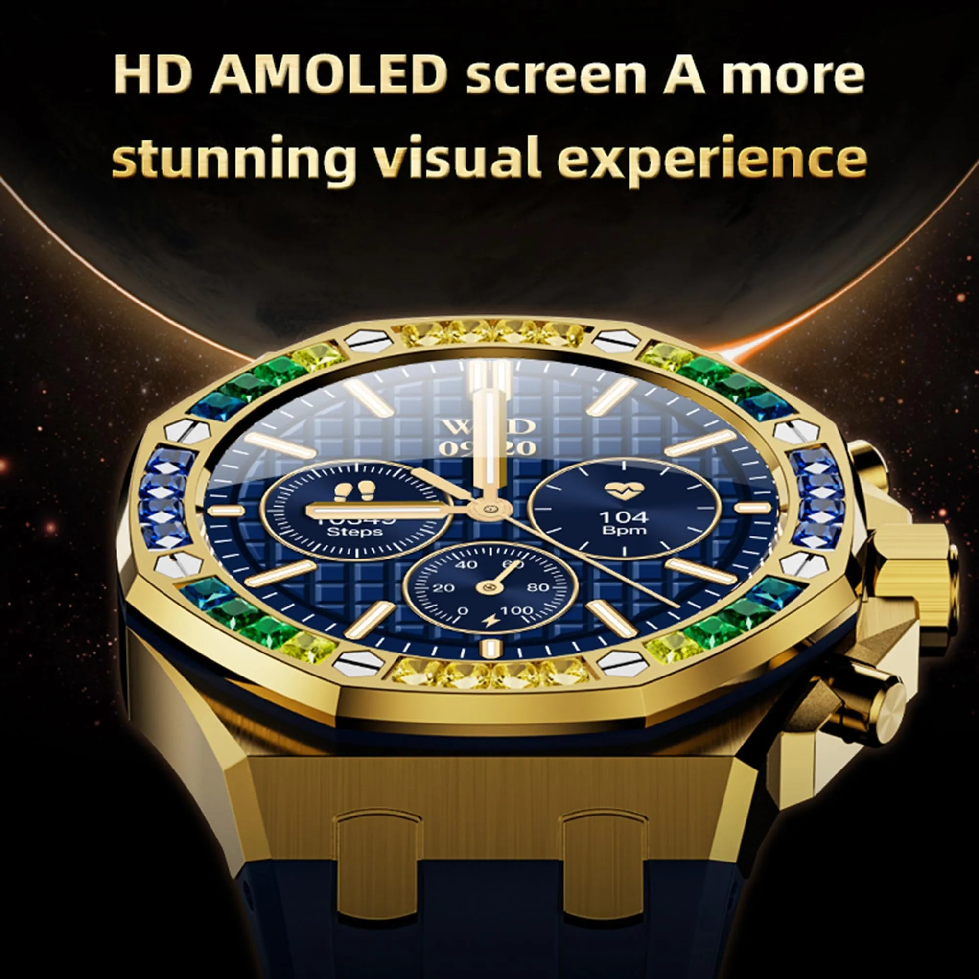 Smart Watch Answer Make Calls Message Reminder Smartwatch Compatible iPhone Heart Rate Monitor Bluetooth Diamond Smart Watches for Men