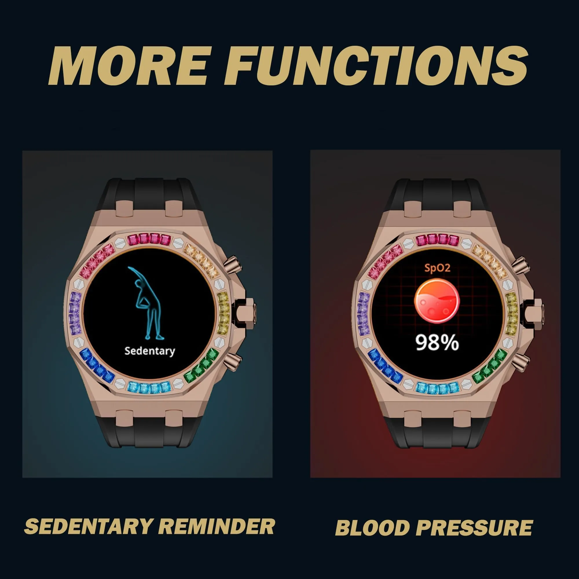 Smart Watch Answer Make Calls Message Reminder Smartwatch Compatible iPhone Heart Rate Monitor Bluetooth Diamond Smart Watches for Men
