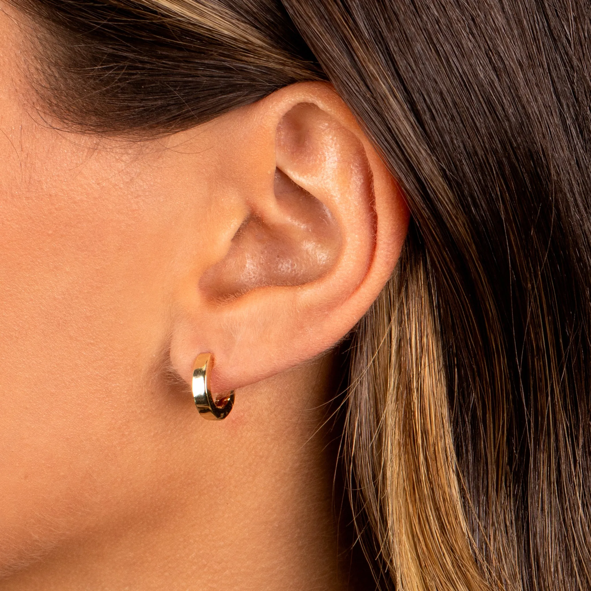 Squared Round Huggie Earring
