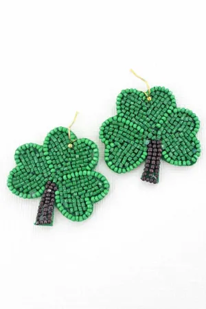 St. Patrick's Day Seed Bead Shamrock Earrings
