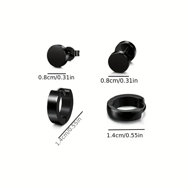 Stainless Steel Dumbbell Stud Earrings for Men