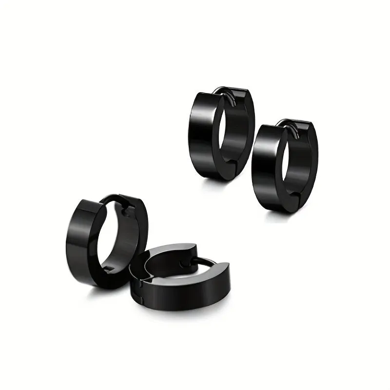Stainless Steel Dumbbell Stud Earrings for Men