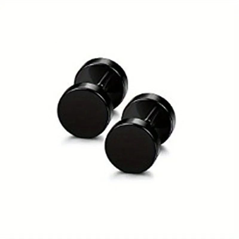 Stainless Steel Dumbbell Stud Earrings for Men