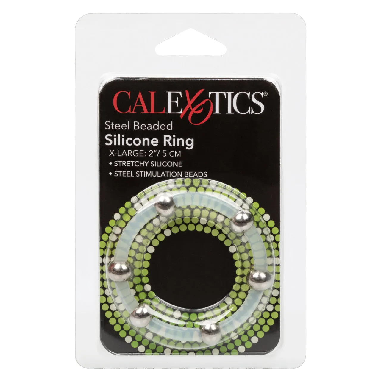 Steel Beaded Silicone Cock Ring - X-Large - Clear