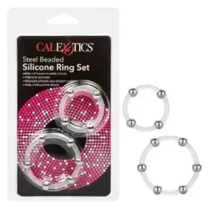 Steel Beaded Silicone Ring Set