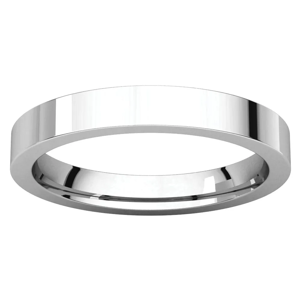 Sterling Silver 3mm Flat Comfort Fit Band, Size 11