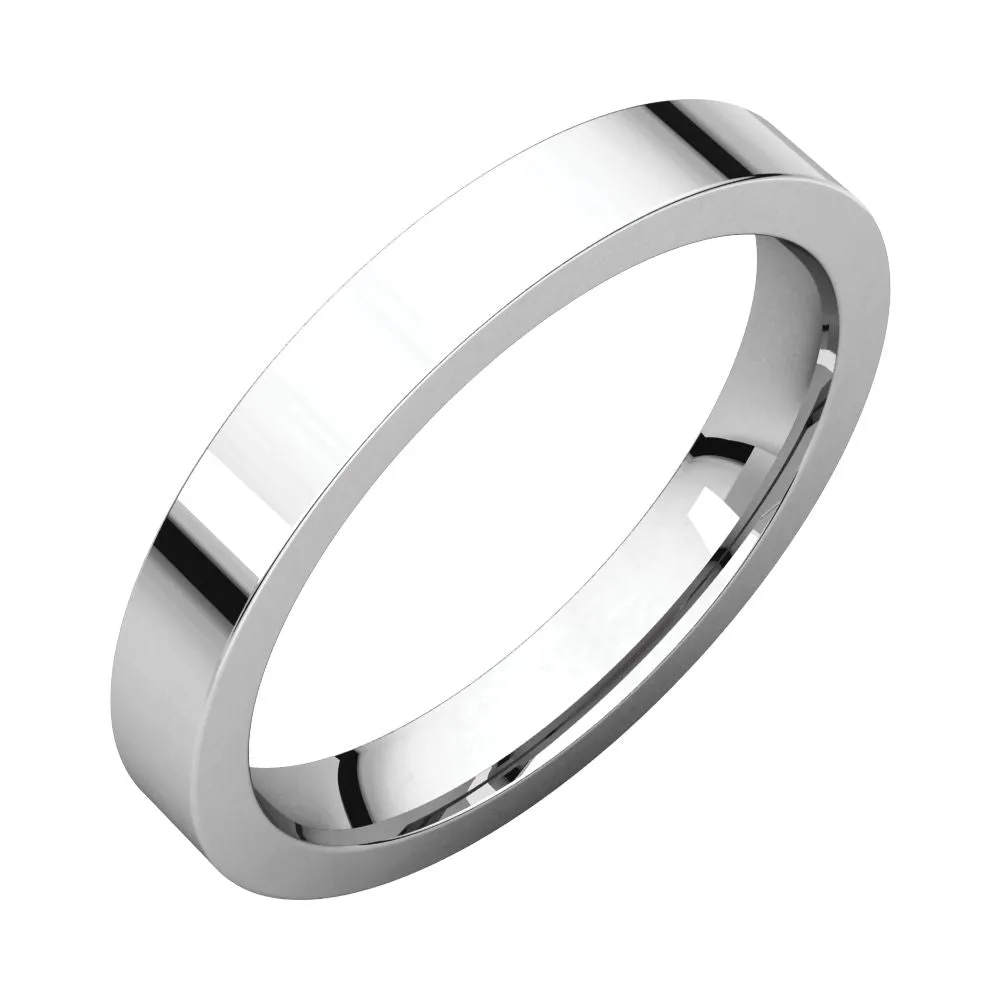 Sterling Silver 3mm Flat Comfort Fit Band, Size 11