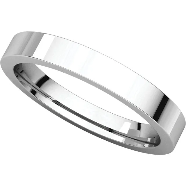 Sterling Silver 3mm Flat Comfort Fit Band, Size 11