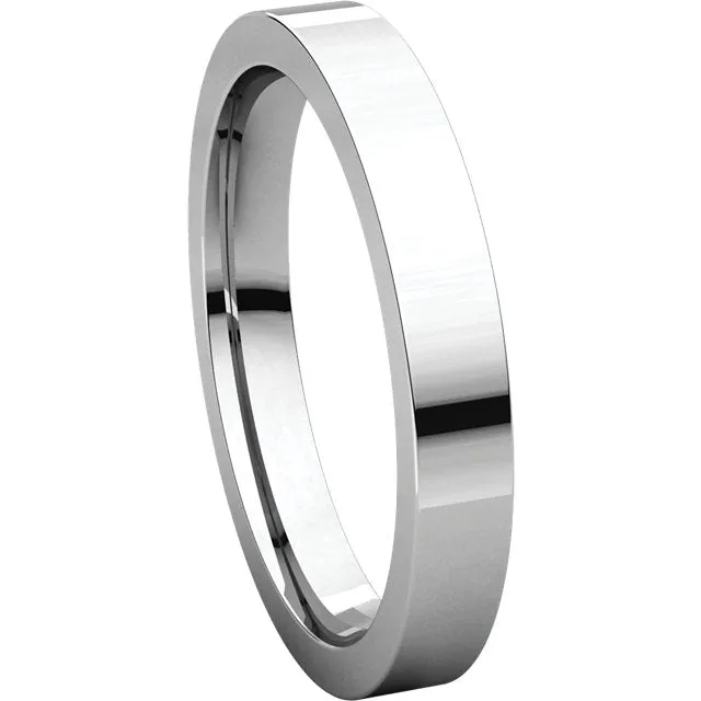 Sterling Silver 3mm Flat Comfort Fit Band, Size 11