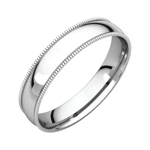 Sterling Silver 4mm Light Comfort Fit Milgrain Band , Size 11