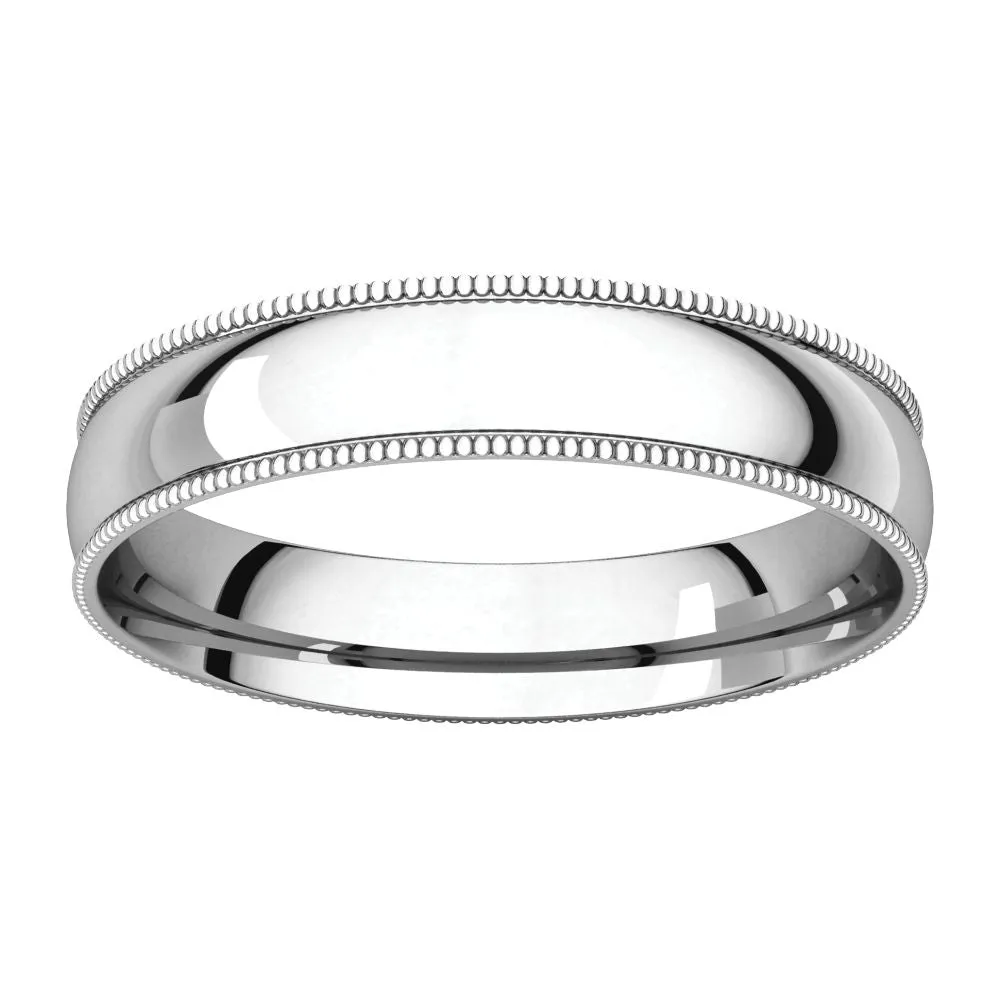 Sterling Silver 4mm Light Comfort Fit Milgrain Band , Size 11