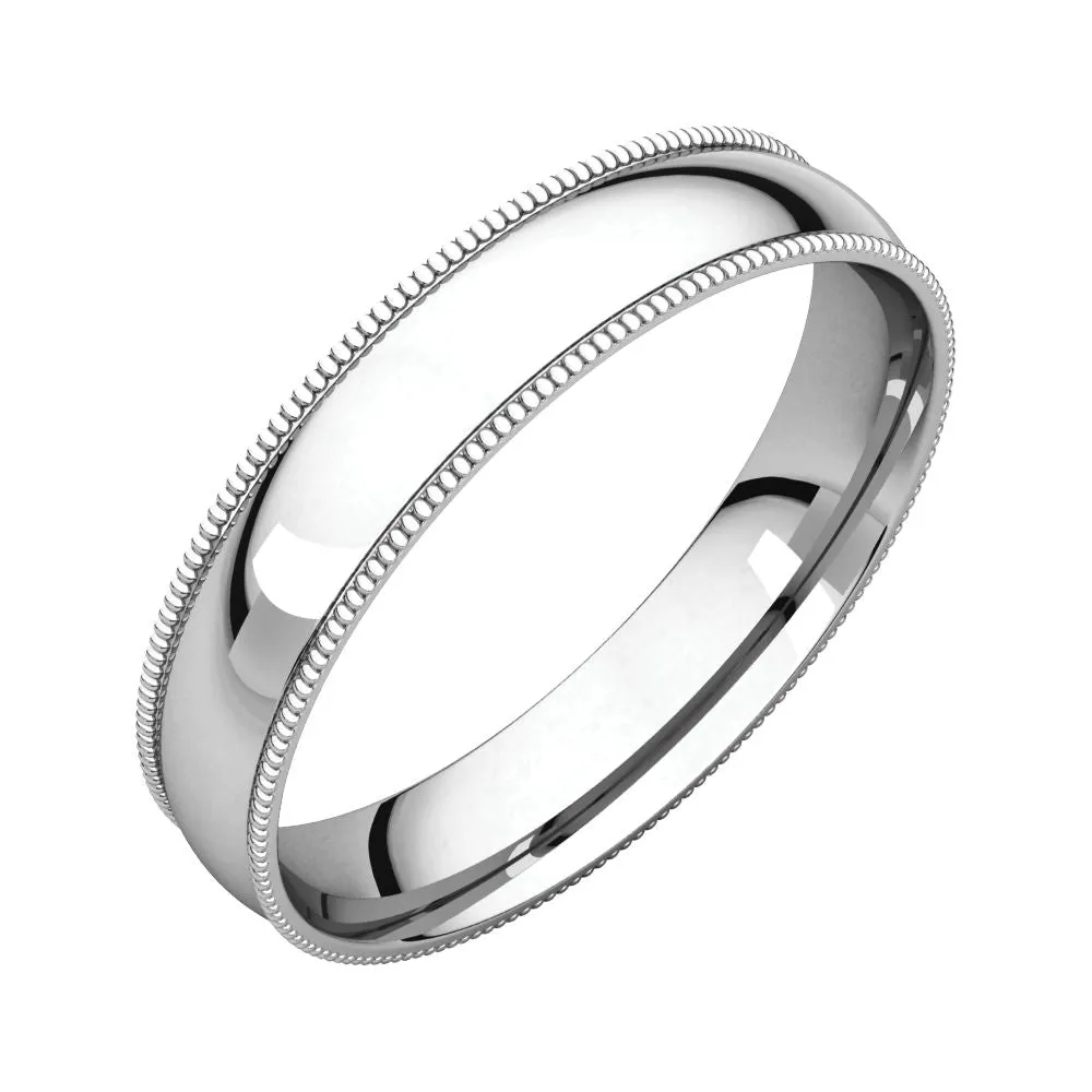 Sterling Silver 4mm Light Comfort Fit Milgrain Band , Size 11