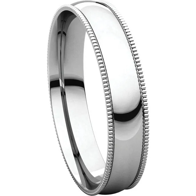 Sterling Silver 4mm Light Comfort Fit Milgrain Band , Size 11