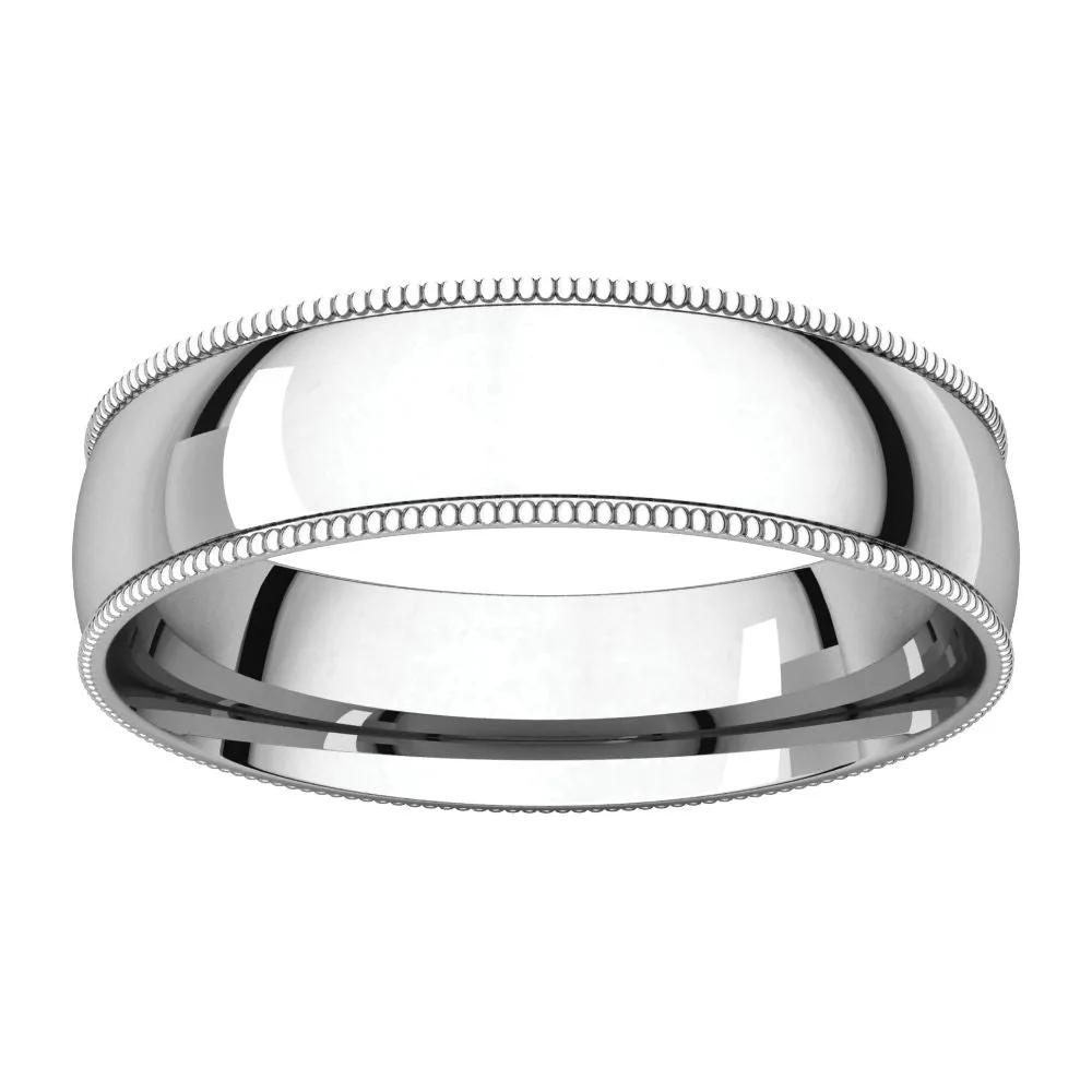 Sterling Silver 5mm Light Comfort Fit Milgrain Band , Size 13