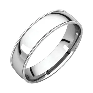 Sterling Silver 5mm Light Comfort Fit Milgrain Band , Size 13