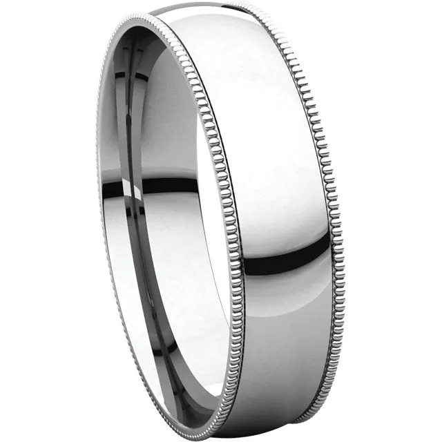 Sterling Silver 5mm Light Comfort Fit Milgrain Band , Size 13
