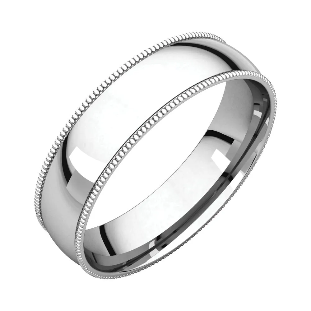 Sterling Silver 5mm Light Comfort Fit Milgrain Band , Size 13