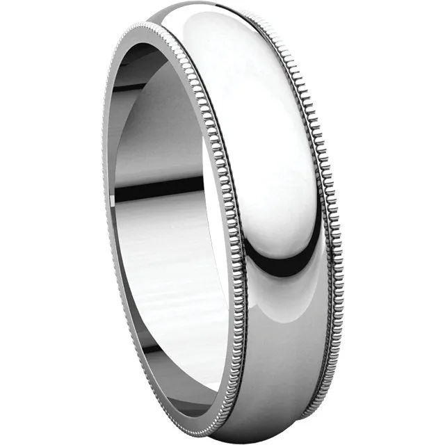 Sterling Silver 5mm Milgrain Comfort Fit Band, Size 7