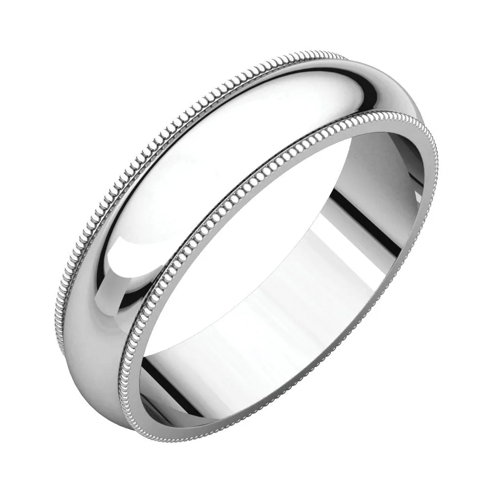 Sterling Silver 5mm Milgrain Comfort Fit Band, Size 7