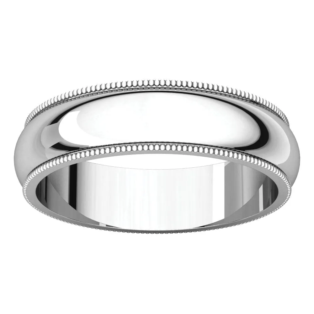 Sterling Silver 5mm Milgrain Comfort Fit Band, Size 7