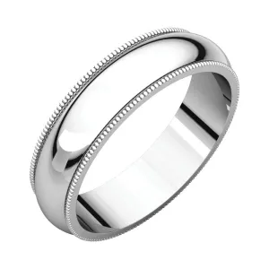 Sterling Silver 5mm Milgrain Comfort Fit Band, Size 7