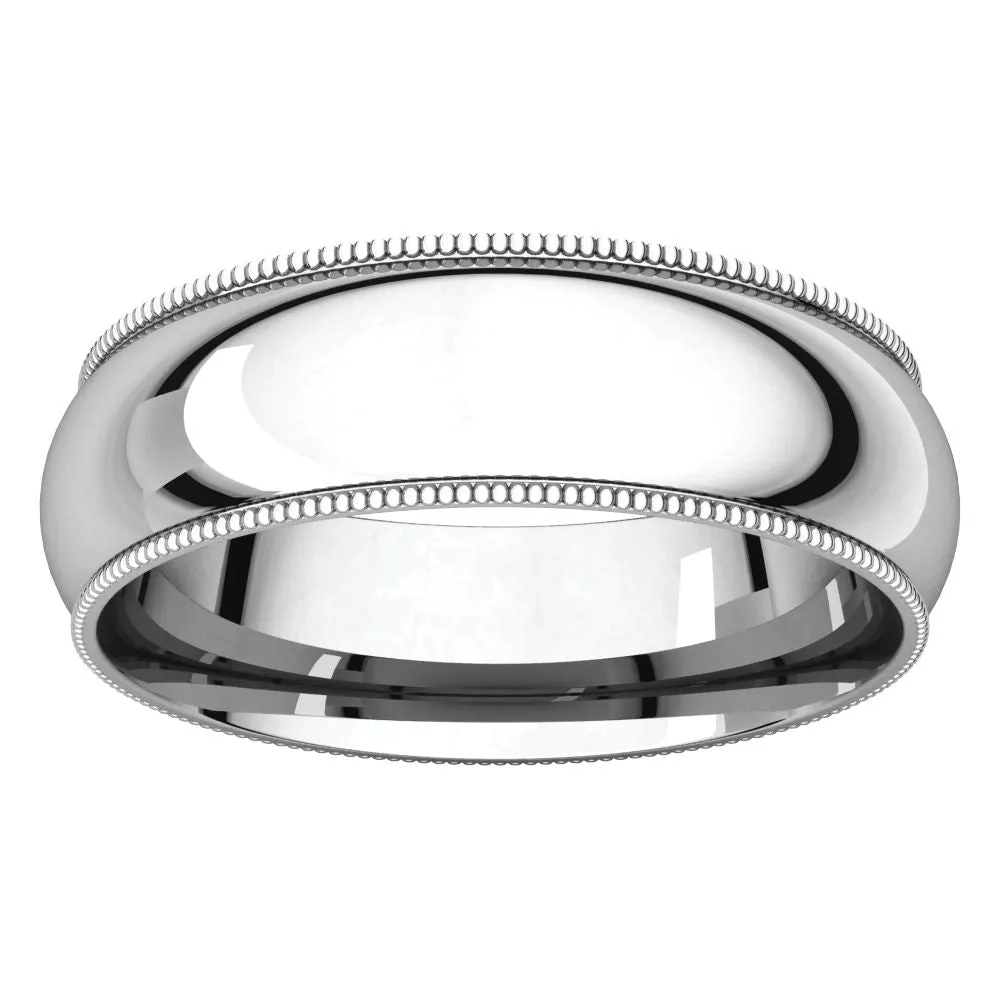 Sterling Silver 6mm Milgrain Comfort Fit Band, Size 9
