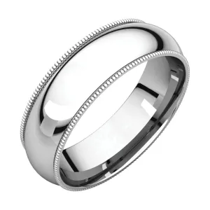Sterling Silver 6mm Milgrain Comfort Fit Band, Size 9