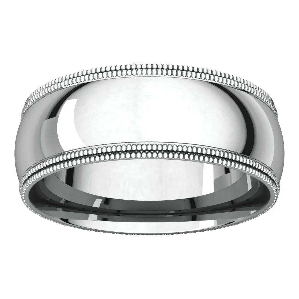 Sterling Silver 7mm Double Milgrain Comfort Fit Band, Size 7