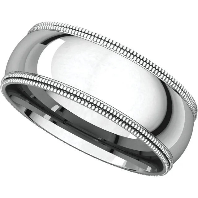 Sterling Silver 7mm Double Milgrain Comfort Fit Band, Size 7