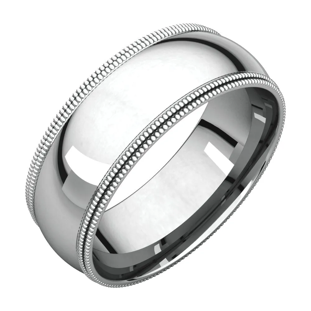 Sterling Silver 7mm Double Milgrain Comfort Fit Band, Size 7