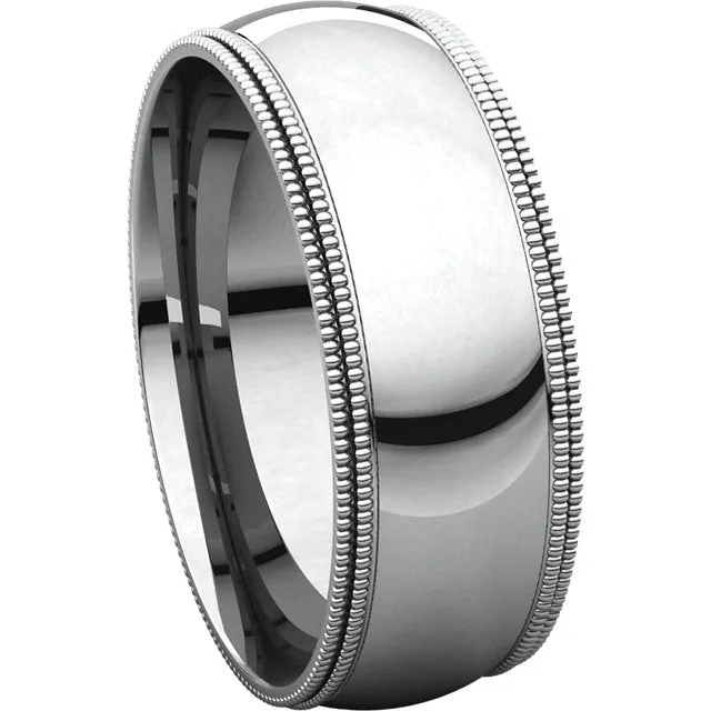 Sterling Silver 7mm Double Milgrain Comfort Fit Band, Size 7