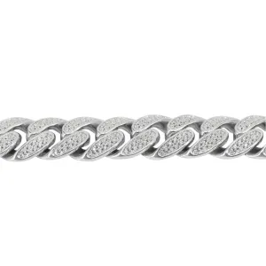 Sterling Silver Rhodium Plated (12mm) Miami Cuban CZ Chain (8.5" , 9")