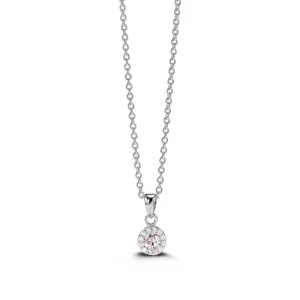 Sterling Silver Rhodium Plated Halo CZ June Birthstone Necklace