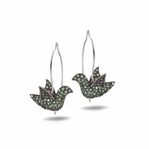 Sterling Silver Tsavorite Dove Drop Earrings