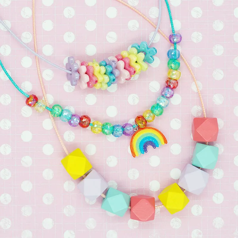 STRING PASTEL NECKLACE MULTI 42CM 4PC