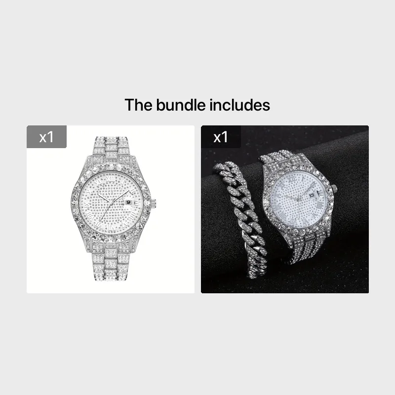 Stylish HipHop Mens WatchBracelet Combo