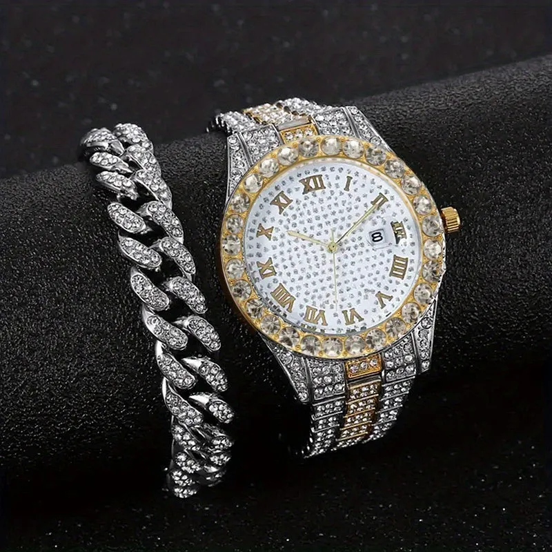 Stylish HipHop Mens WatchBracelet Combo