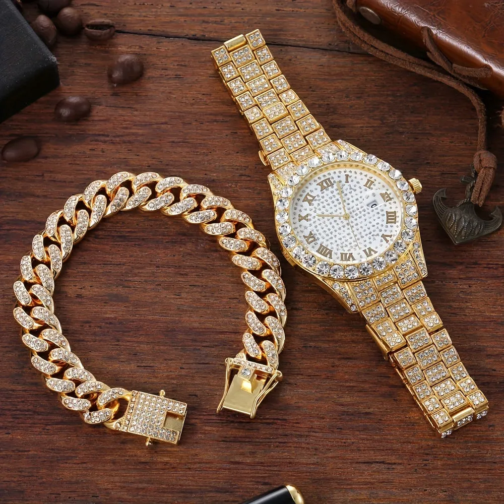 Stylish HipHop Mens WatchBracelet Combo
