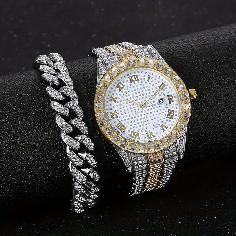 Stylish HipHop Mens WatchBracelet Combo